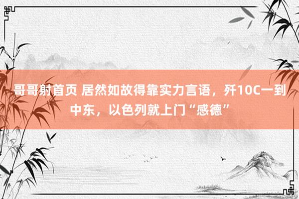 哥哥射首页 居然如故得靠实力言语，歼10C一到中东，以色列就上门“感德”