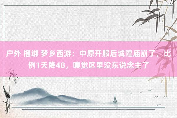 户外 捆绑 梦乡西游：中原开服后城隍庙崩了，比例1天降48，嗅觉区里没东说念主了