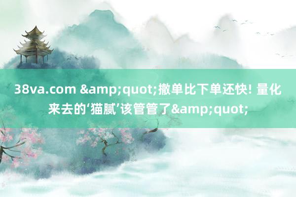 38va.com &quot;撤单比下单还快! 量化来去的‘猫腻’该管管了&quot;