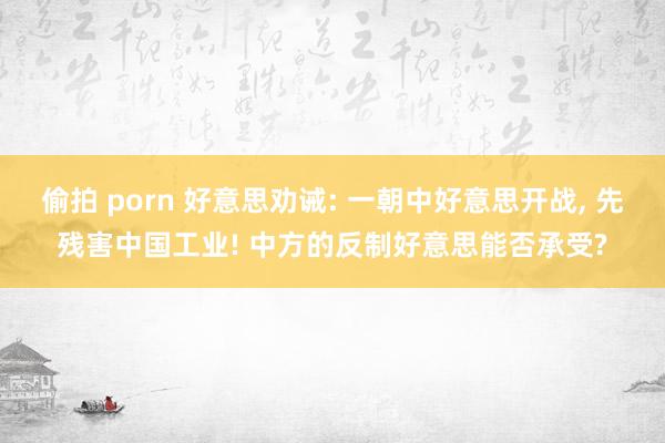 偷拍 porn 好意思劝诫: 一朝中好意思开战, 先残害中国工业! 中方的反制好意思能否承受?