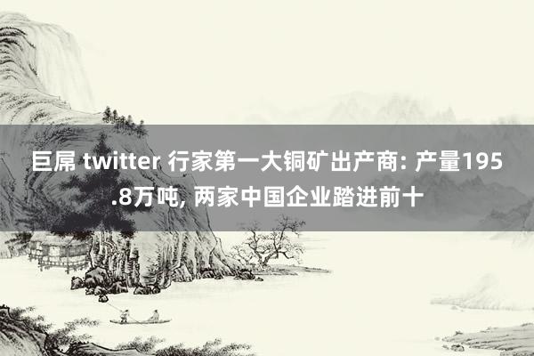 巨屌 twitter 行家第一大铜矿出产商: 产量195.8万吨, 两家中国企业踏进前十